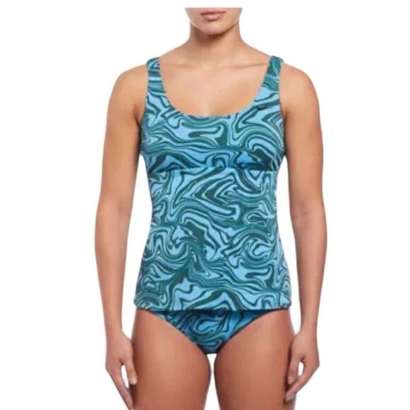 Nike Swirl Scoop Neck Tankini and High Waist Bottom Set- Size Small - Picture 1 of 15